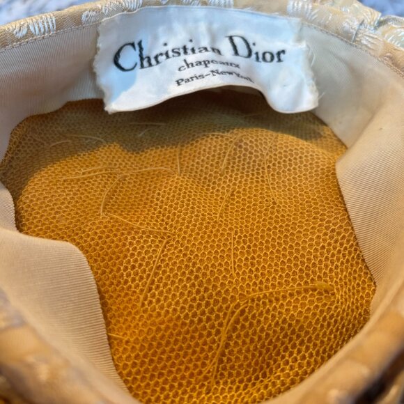 Vintage Christian Dior Chapeaux Pill Box Hat 1960's Beaded with Label - Picture 3 of 7